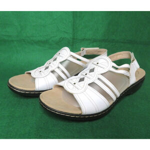 Clarks Leisa Janna Womens White Leather Sandal Gladiator Comfort Size 12 M - NEW
